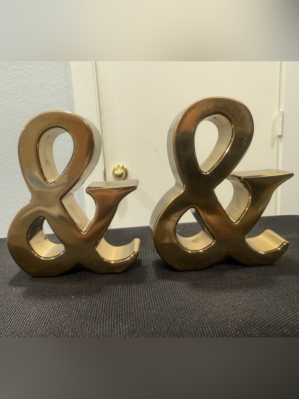 Set of 2 Brass Ampersand Decorative Accent - Gold Solid Heavy 3” H